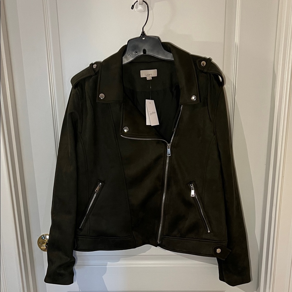 LOFT Dark Green Suede Jacket